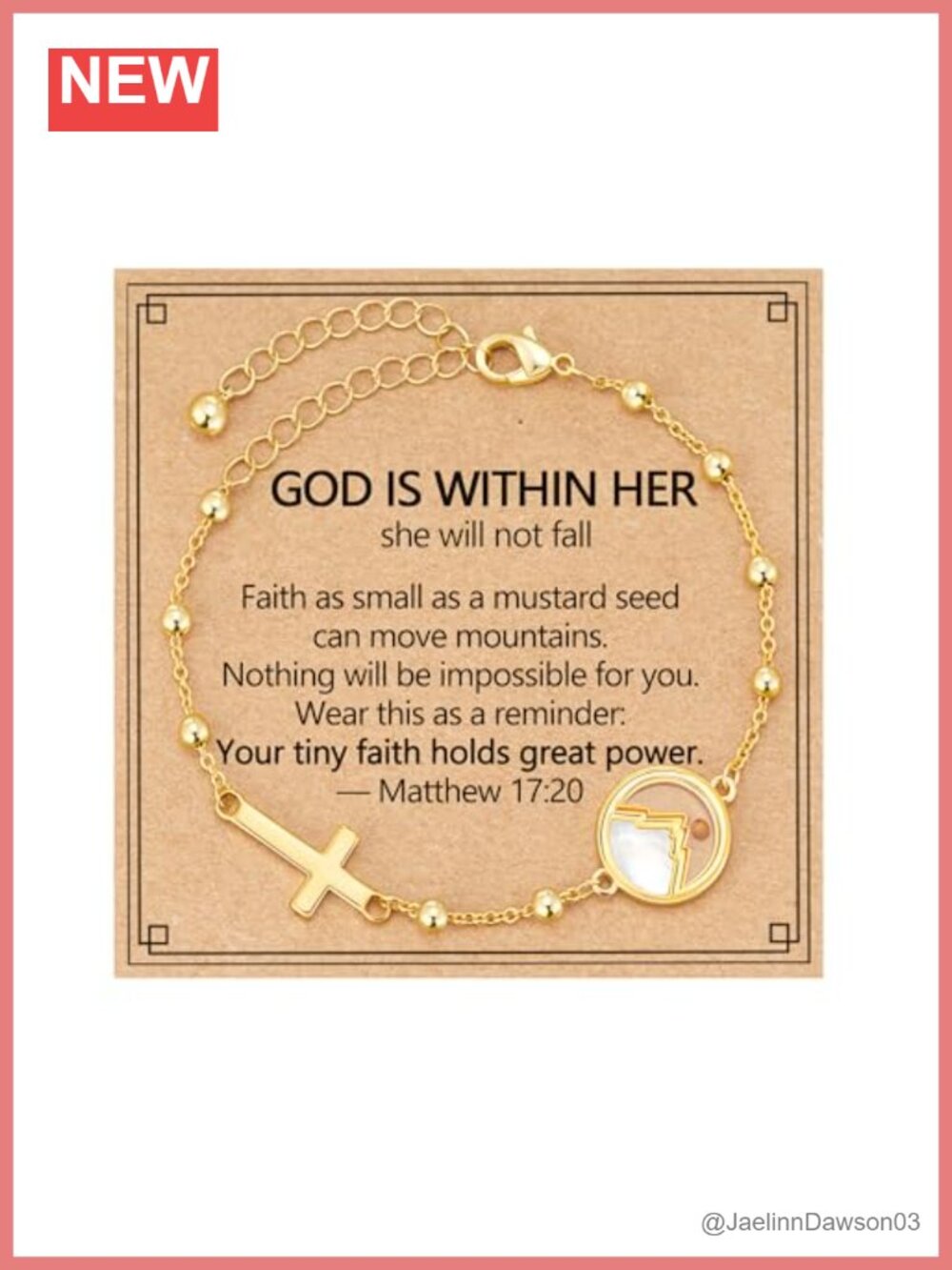 Mustard Seed Cross Bracelet Christian Baptism Confirmation Gold Plated